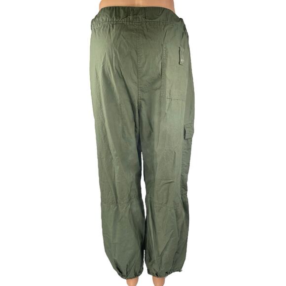 Next Women's Green Drawstring Tapered Wide Leg Windbreaker Jogger Pants Size L - Picture 3 of 5